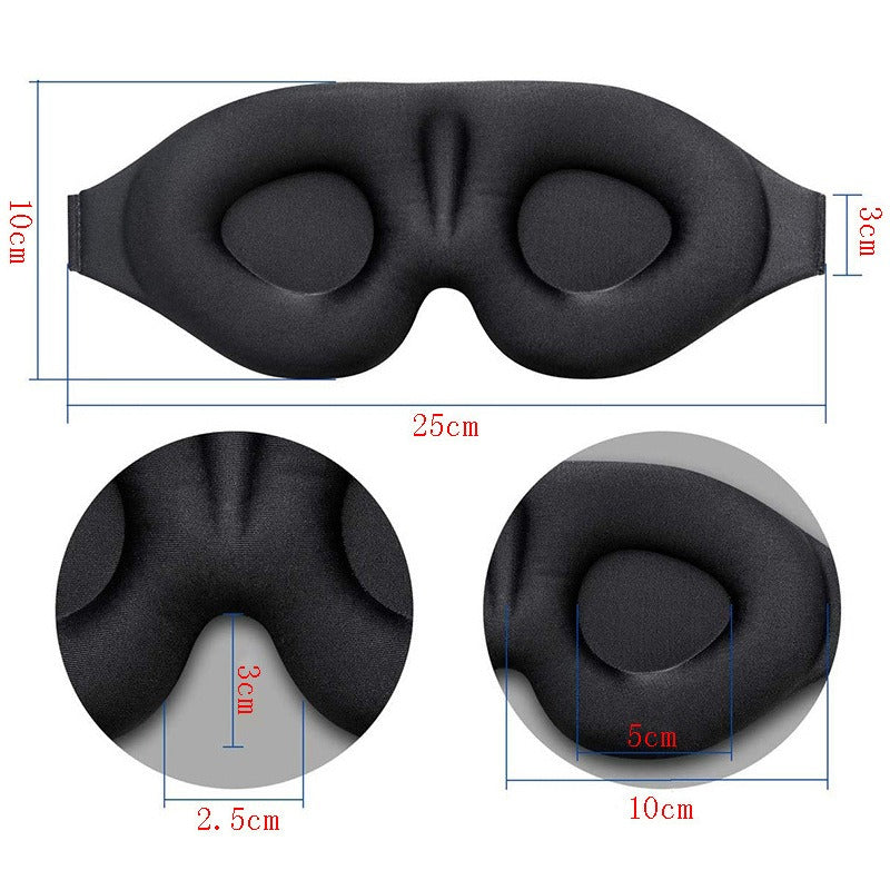 3D Memory Foam Sleep Eye Mask - Black Blackout