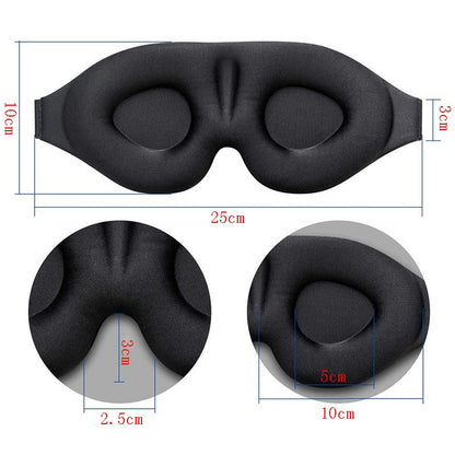 3D Memory Foam Sleep Eye Mask - Black Blackout