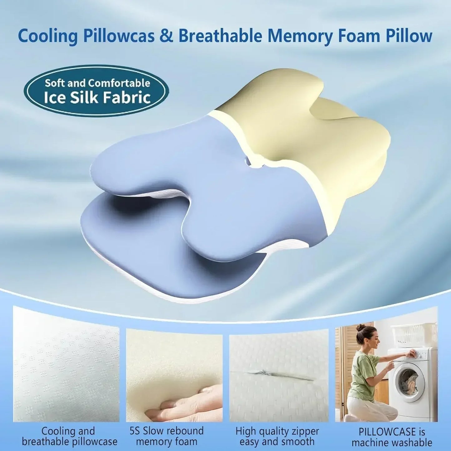 Ice Silk Ergonomic Butterfly Cervical Pillow