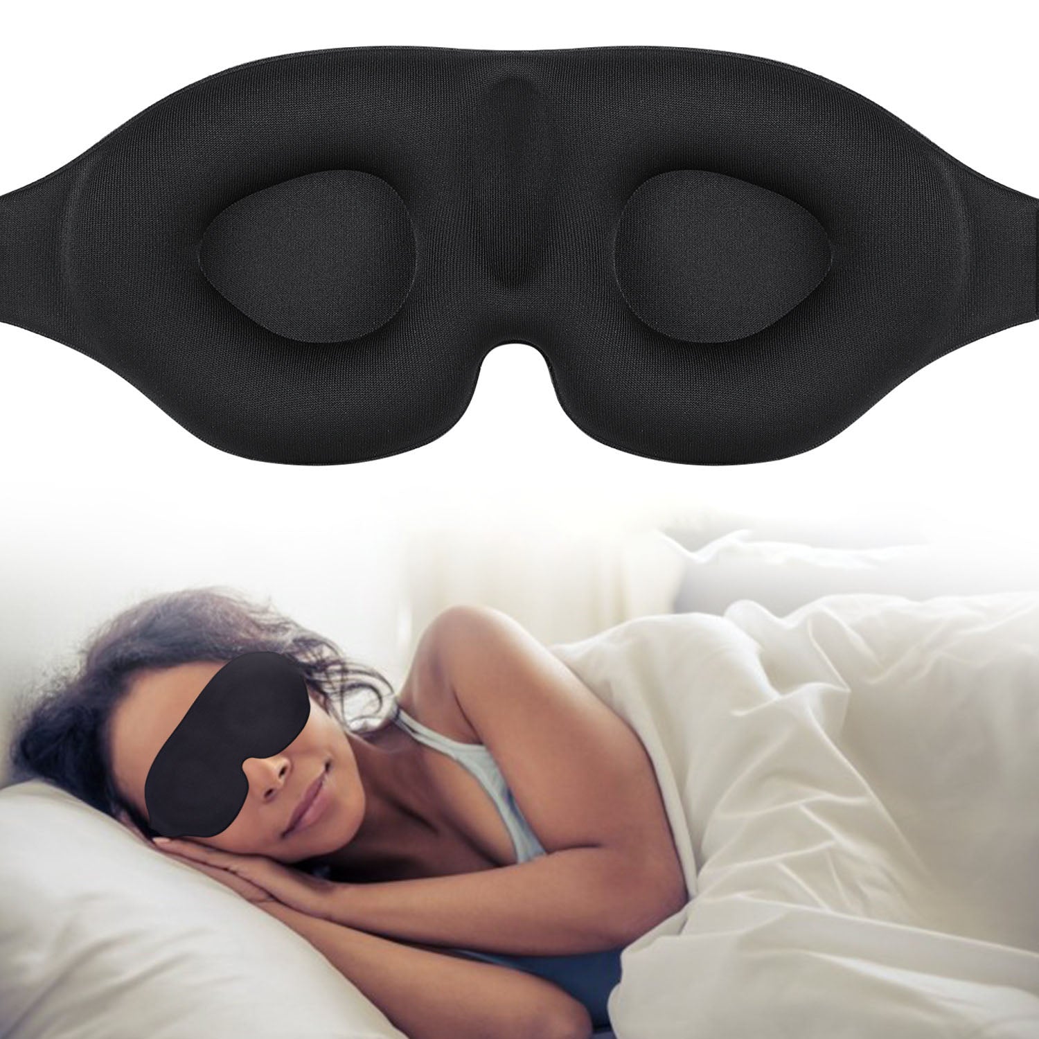 3D Memory Foam Sleep Eye Mask - Black Blackout