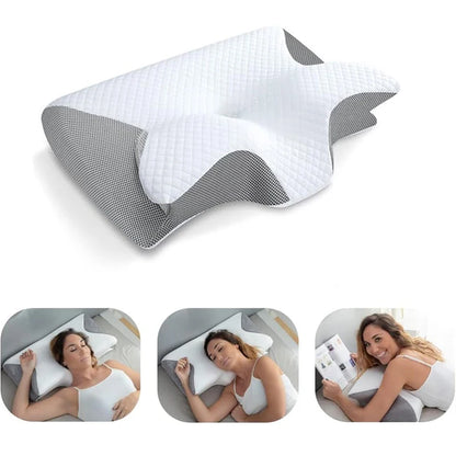 1pc Memory Foam Cervical Pillow - 2 in 1 Ergonomic Contour Orthopedic Pillow for Neck Pain