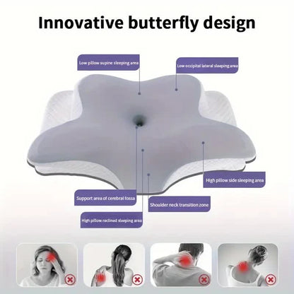 Memory Foam Cervical Pillow - Butterfly Shaped Neck Support for Pain Relief