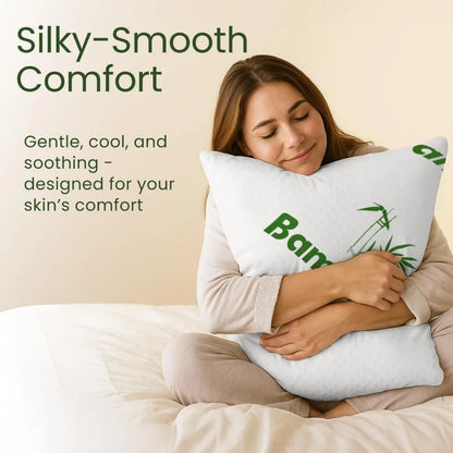 Queen Size Cooling Memory Foam Pillows Set of 2 - Shredded Foam for All Sleepers, Breathable Bamboo Rayon Cover