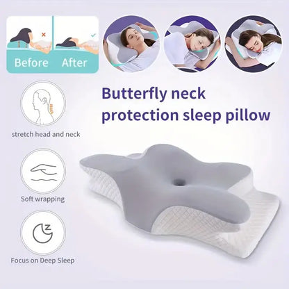Memory Foam Cervical Pillow - Butterfly Shaped Neck Support for Pain Relief