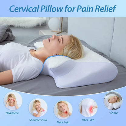 1pc Memory Foam Cervical Pillow - 2 in 1 Ergonomic Contour Orthopedic Pillow for Neck Pain